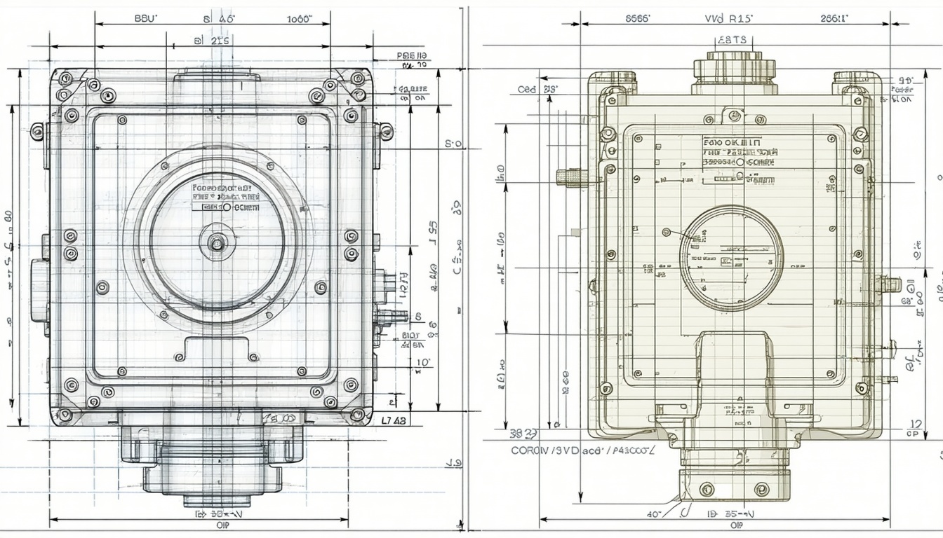 Detailed technical drawing and product design schematics
